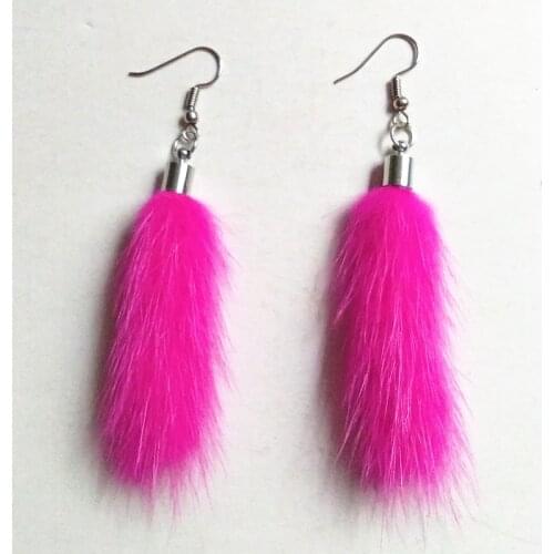 New Mink Fur Dangle Earring Drop Earring Long Tassel Brinco Ear Drops Earring Fashion Performa Jewelry For Women