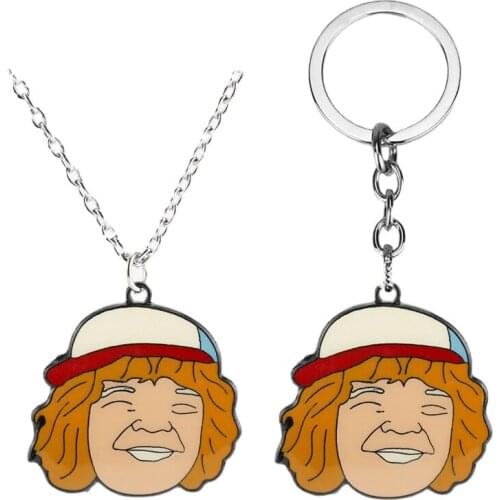 Stranger Things Anime Keychain Necklace Pendant Cartoon Trinket Keyholder Backpack Car Key Chains Jewelry Movie Fans Gift