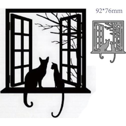 Window Cat Shape Metal Cutting Die DIY for Scrapbooking Decoration Crafts