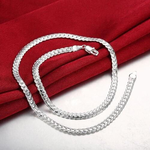 925 Sterling Silver 6mm Full Sideways Necklace 20 Inch Chain For Woman Men Fashion Wedding Engagement Jewelry