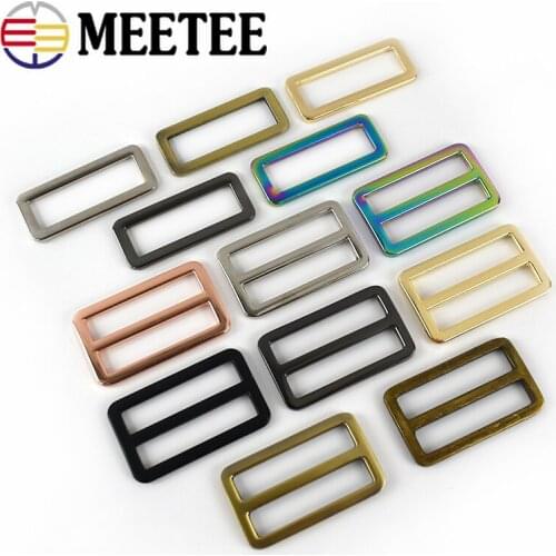 Meetee 38mm 10/20pcs Metal Ring Buckles Tri-Glide Adjust Clasp Bag Straps Slider Hook DIY Webbing Belt Buckle Adjustable Button