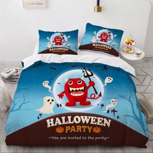 Luxury 3D Halloween Duvet Cover Set Comforter Bedding Set Twin King Queen Double Single Size Cartoon Design Custom Bedclothes
