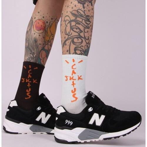 Street Fashion Cotton Adult Middle Calf Crew Socks Ginger Yellow Dark Brown Cactus Trail Letter Earth Pure Cotton Sport INS Sox