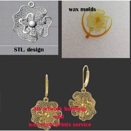 10 pairs earring Wax printing services for jewelry STL file HFR-02-ER