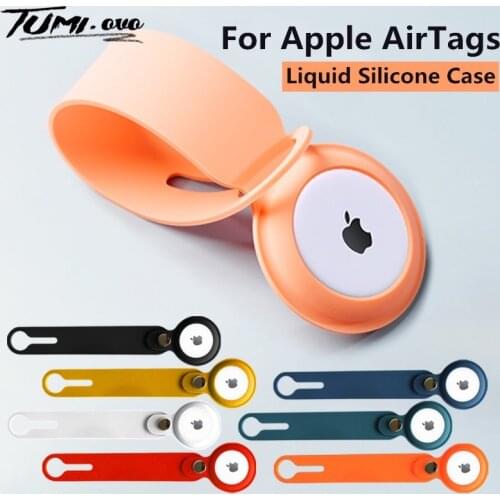 Liquid Silicone Protective Case For Apple Airtags Hangable Keychain Locator Tracker Accessories Portable Hook Cover Airtag Cases