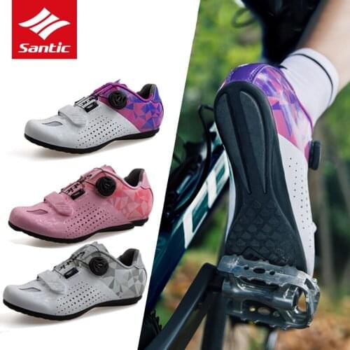 Santic Women Non-Lock Cycling Shoes Sapatilha Mtb Sneakers Bike Shoes Athletic Sport Zapatos Bicicleta Casual Shoes