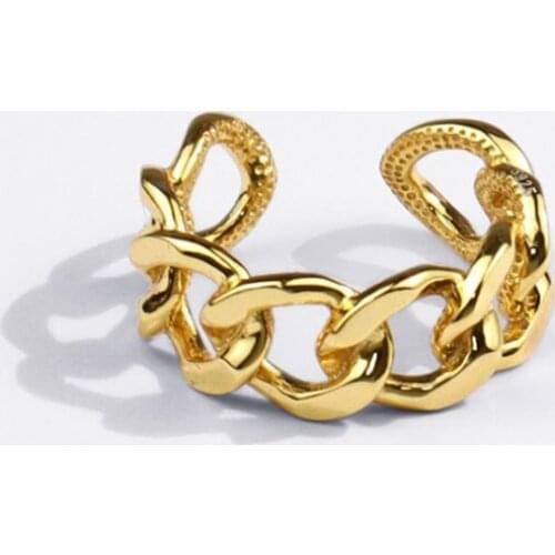 VENTFILLE 925 Sterling Silver Rings Irregular Geometric Chain Gold Open Ring Party Gifts Accessories
