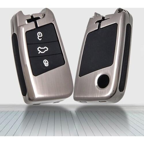 1PCS Wear-resistant New Car Key Case Cover for Volkswagen Magotan B8/ 2020 New Magotan B7/ Passat CC Alloy + Cowhide + Silicone