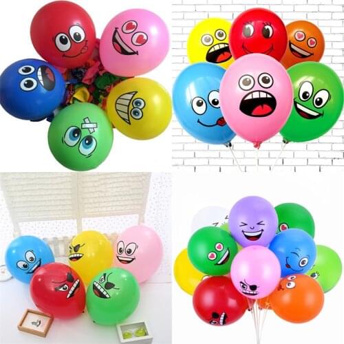 10Pcs 12Inch Cute Funny Big Eyes Smiley Face Latex Balloons Birthday Party Decoration Inflatable Baby Shower Christmas Globos