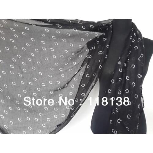 10pcs/lot Fashion Long Ladies Animal Horseshoe Print Scarf Shawl Wrap Accessories , Free Shipping