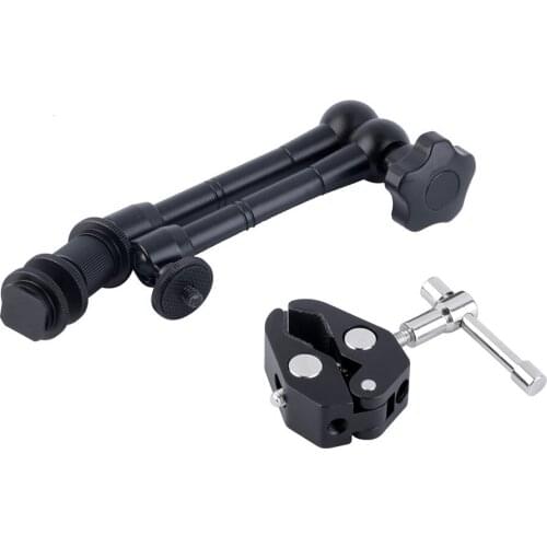 11 Inch DSLR Rig Movie Kit Articulating Magic Arm + Super Clamp Crab Plier Clip for Camcorder LCD Monitor Led Flash Light ACEHE