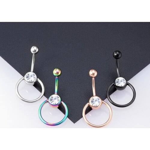 14G Sexy Piercing Belly Button Rings Stainless Steel Curvy Bar Crystal Belly Navel Ring Woman Helix Piercing Body Jewelry