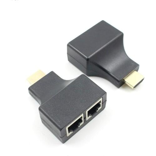 2pcs/set 30M HDMI-Compatible Extender Dual RJ45 CAT5E CAT6 UTP LAN Ethernet HDMI-Compatible Repeater 1080P For HDTV HDPC PS3