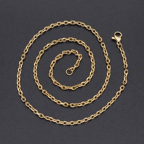 2pcs/lot 3mm Thickness Gold Color Stainless Steel O Chain for Necklace DIY Jewelry Rock Jewelry Necklace Chains Dropshipping
