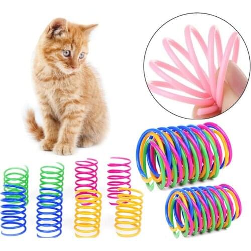 4/8/16/20pcs Kitten Cat Toys Wide Durable Heavy Gauge Cat Spring Toy Colorful Springs Cat Pet Toy Coil Spiral Springs Pet Intera