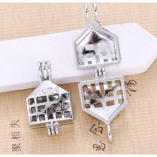 5pcs Bright House Pearl Cage Jewelry Pendant Aromatic Oil Diffuser DIY Necklace Oyster Pearl Fun Gift