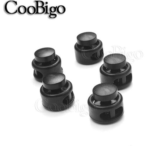 50pcs pack Plastic Cord Lock Toggle Clip Stopper Black For Bags Garments Paracord Lanyard Shoelace Rope Accessories