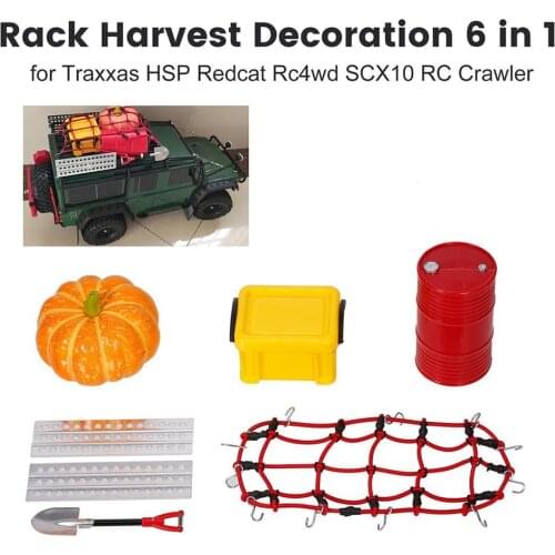 6Pcs Mini Luggage Rack Net Oil Tank Shovel Decoration for 1/10 RC 4WD SCX10 Car Parts & Accessories For Remote Control Toys