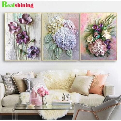 Pink Purple flower Diamond Embroidery abstract flower painting Home Decoration Diamond Painting full drill mosaic gift N2056
