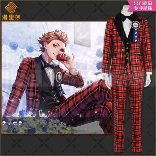 Anime Twisted Wonderland Ace Bridegroom Plaid Suit Cosplay Costume Carnival Uniforms H