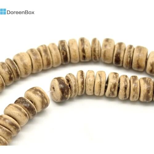 Doreen Box hot- 4 Strands Natural Coconut Wood Rondelle Loose Beads 8mm(3/8") Dia. 40cm(15-3/4") long (B18331)