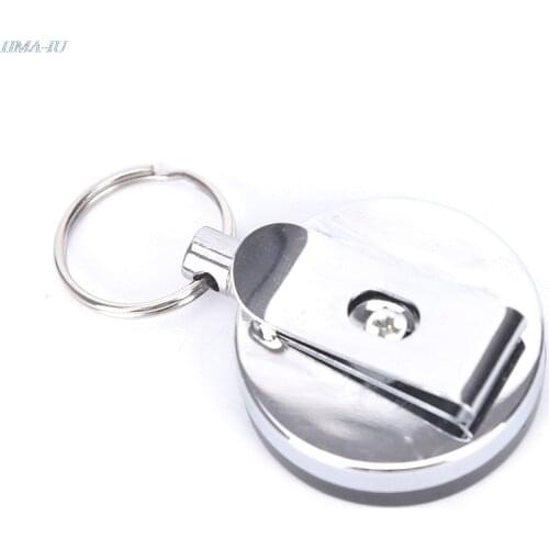 Card Badge Holder Reel Recoil Belt Clip Hot sale Unique Silver Metal Retractable Pull Key Chain Reel ID Badge Lanyard Name Tag