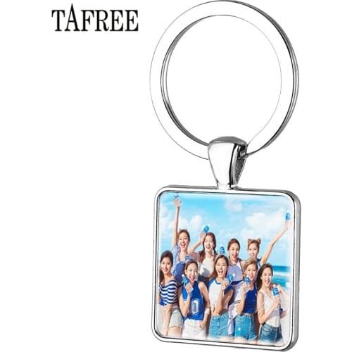 TAFREE Trendy KPOP Singers TWICE Keychains Key Chain Ring Holder Glass Cabochon DIY Jewelry Gift For Fans TC22