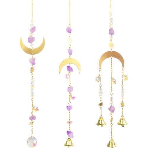 Crystal Pendants Purple Gem Stone Ball Hanging as Home/Car Decoration & Porch Decor & Hangings Crystal Glass Ball Ornaments