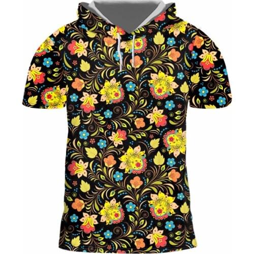 IFPD EU Size Flower Pattern 3d Printed Hooded Tshirt Hip Hop Fashion Loose Short Sleeve Plant T Shirt Harajuku Men Tops Clothing