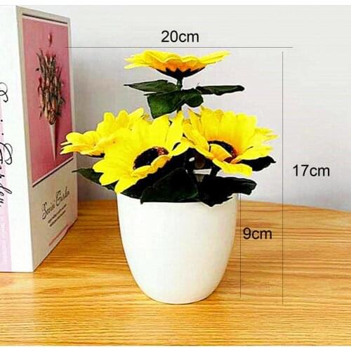 Artificial Plant Pot Imitated Sunflower Desktop Beautifying Faux Silk Flower Micro Landscape Simulation Bonsai for Office