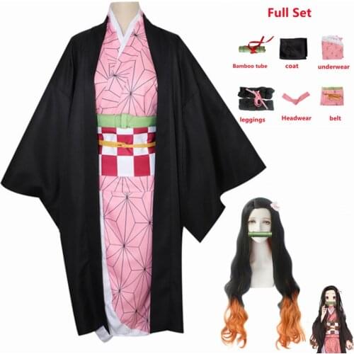 Adult Demon Slayer Kimetsu no Yaiba Woman Anime Kimono Kamado Nezuko Cosplay Costume