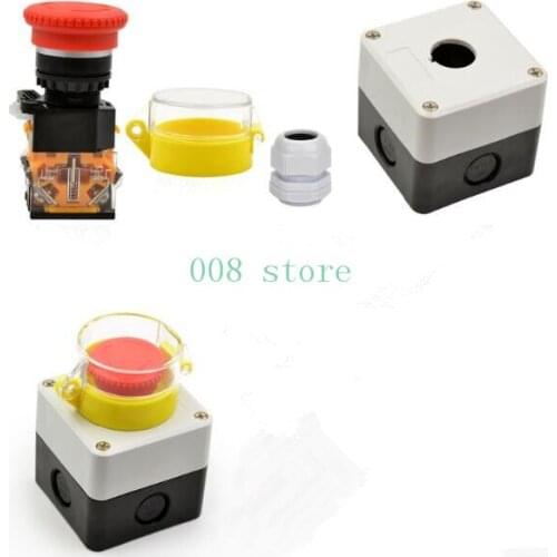 Emergency stop button, switch control box, emergency stop, error prevention cover, waterproof dust, single hole