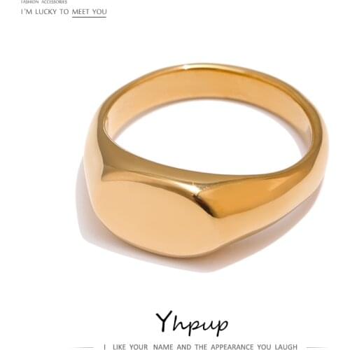 Yhpup Minimalist 18 K Stainless Steel Ring Jewelry for Women Gold Metal Texture Statement Ring Anillos Mujer Gift Bijoux 2021