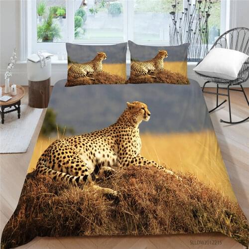 Leopard Bed Set Queen Size Nature Cool Duvet Cover Prairie King Twin Full Single Double Lifelike Bedding Set Hot Selling