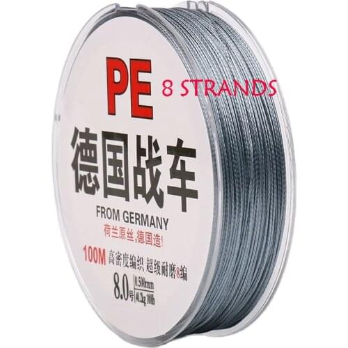 8 Strands 100M PE Super Strong Braided Wire Fishing Line 0.2-12.0 PE Material Multifilament For Carp Fishing Lline
