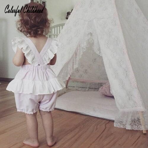Summer Baby Girls Clothing Set Sleevelesss T Shirt+stripe Shorts Newborn ruffle lace Infant Clothing Toddler Girls Clothes