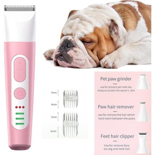 4 in 1 Dog Hair Trimmer Nail Grinder USB Rechargeable Painless Pet Paw Hair Clipper Grooming Tool