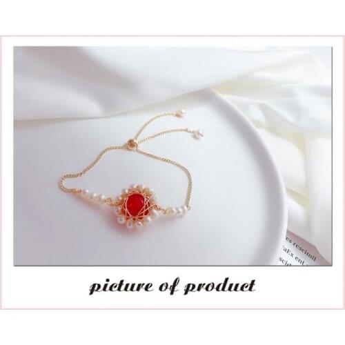 Fashion Freshwater Pearl Agate Flower Bracelet For Women Hand Chain Retro Summer Heaven Bracelet Wedding Party Fine Jewelry Gift