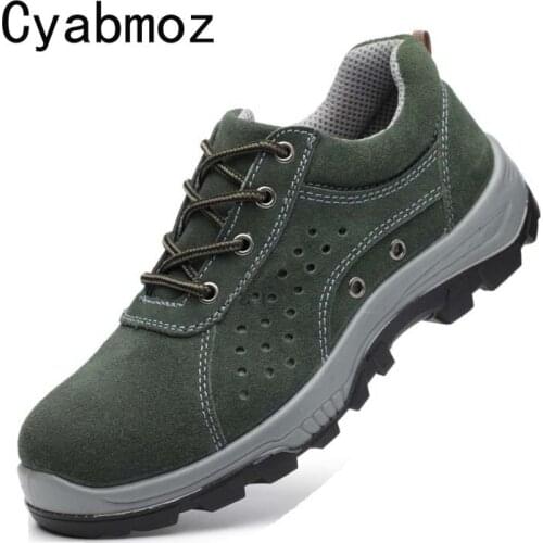 Cyabmoz Men Steel Toe Safety Work Shoes Breathable Outdoor Multifunction Puncture Proof Protection Footwear Large Size 38-50