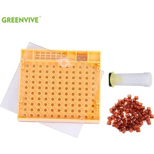 Greenvive Beekeeping Tools Equipment Set Queen Rearing System Cultivating Box 110pcs Plastic Bee Cell Cups Cup kit Queen Cage