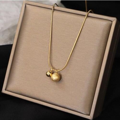 Stainless Steel Gold Round Matte Ball Choker Necklaces Jewelry Pendant Snake Chain Necklace For Women