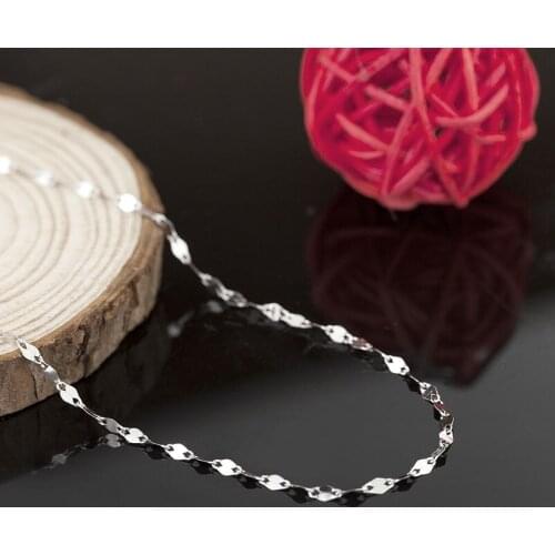 NEW Pure Platinum 950 Elegant Lip-Shape Link Chain Necklace 43cm 2.1-2.3g