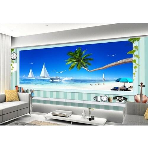 Wallpapers for living room beach 3d room wallpaper landscape 3d murals wallpaper for living room