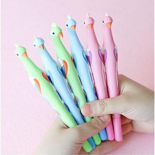 24Pcs/Bulk Creative Cute School Pens Peacock Kawaii Stationery Funny Stuff Roller Ball Rollerball Ballpoint 2021 Black Blue Ink