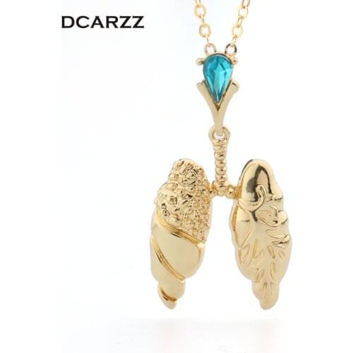 Gold Colors Lungs Necklace with Crystal Pendant Chemistry Jewelry Biology Jewelry Medical Jewelry,Gift for Doctor/Nurse