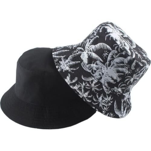 Summer Women Men Cotton Fishing Hat Maple Leaf Print Panama Bucket Hat Reversible Hip Hop Bob Cap Sun Fisherman Hats Gift