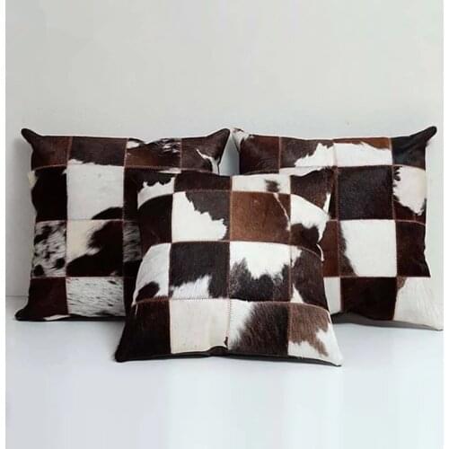 Natural Cowhide Pillows Cushions Cow Fur Skin Leather Cushion, custom size