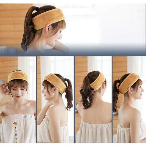 2019Fashion Yellow Coral Fleece Hairbow Cross Headband For Wash Face Makeup Lady Bath Mask Cosmetic Hairband Rabbit Ear Headwear