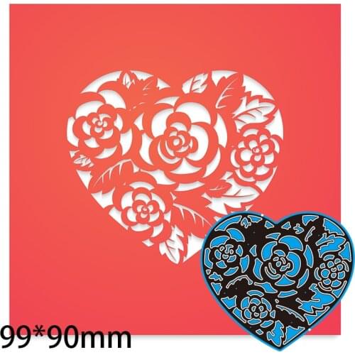 Cutting Dies Hollow Flower Heart Stencil Craft for Scrapbook Stamps Dies Embossing Paper Gift Card 99*90mm