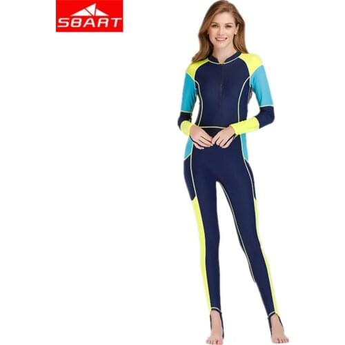SBART Women Full Body Lycra Wetsuit Long Sleeve Surfing Spearfishing Swimsuits With Breast Pad Scuba Diving Triathlon Wet Suit N